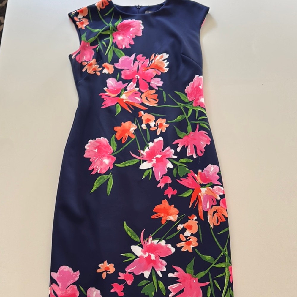Vince Camuto Navy Dress with Pink Floral Design